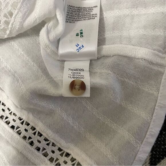 Lucky Brand White Lace Details Buttoned Down Flowy Shirt Sz-XS - Picture 14 of 15